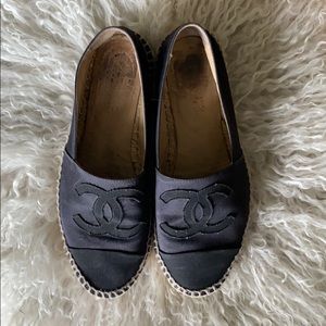 Chanel Espadrille— Black, Satin